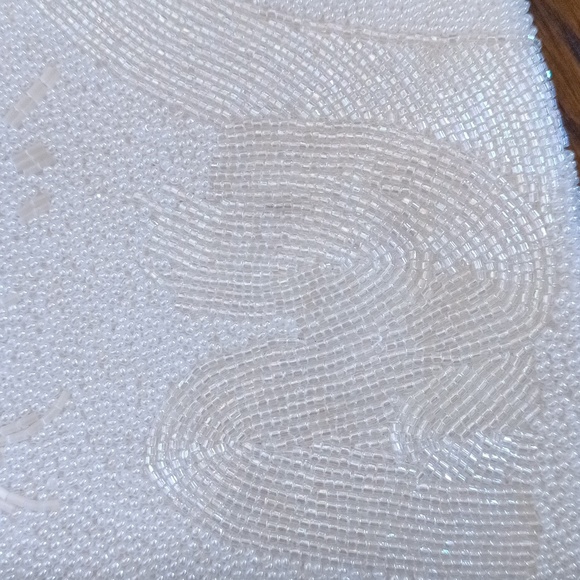 Vintage White Beaded Clutch Purse - Picture 8 of 10